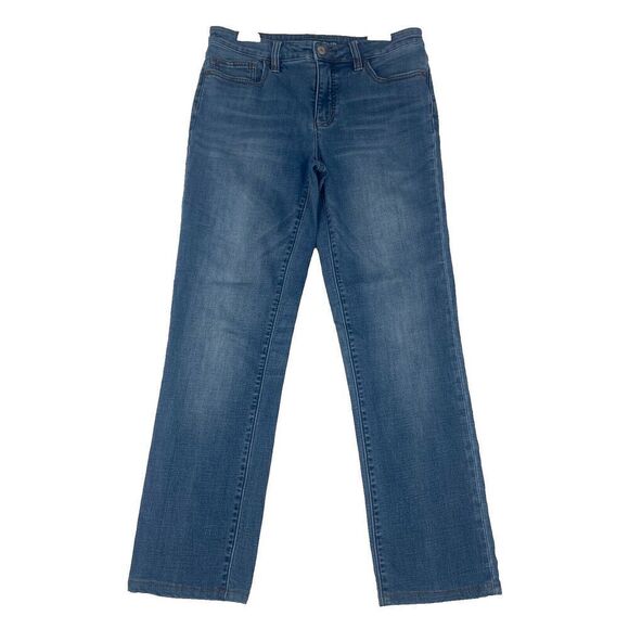 Lands End Women's Size 8 Blue Jeans Stretch Pockets Mid Rise Pre Owned - Picture 1 of 16